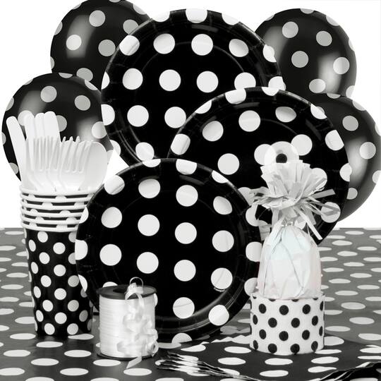 Black Polka Dot Birthday Party Supply Kit Black Polka Dot Party
